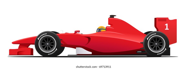 Modern Formula 1 red racing car detailed