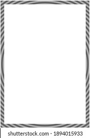 Modern frame for image, envelope, banner, photo. Along the perimeter of a blank sheet are fragments of gray circles on a light gray background, diverging from the center of the page.