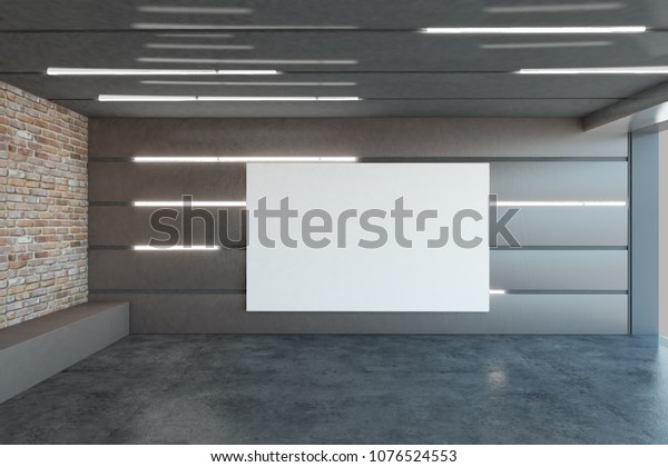 Modern futuristic\
garage interior with empty banner and illuminated walls. Design\
concept. Mock up, 3D Rendering\
