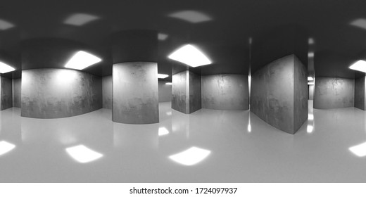 Modern Futuristic White Shiny Architecture Building Interior With Futuristic Moderate Lighting 3d Render Illustration