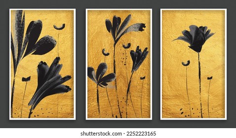 pintura moderna oro flor