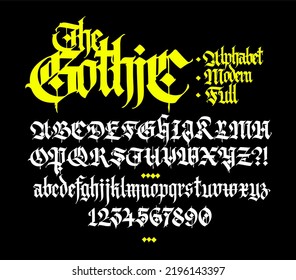 Modern Gothic Full English Alphabet Medieval Stock Illustration   Modern Gothic Full English Alphabet 260nw 2196143397 