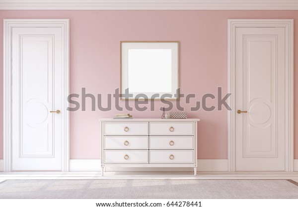 Modern Hallway White Dresser Near Pink Stock Image Download Now