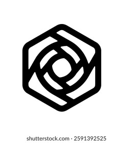 A modern hexagonal rose logo combining geometric and floral elements, perfect for beauty, skincare, or luxury brand identities.