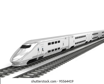 Modern High Speed Train On White Background