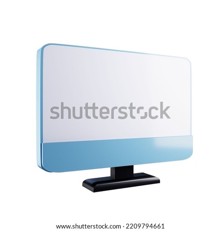 Modern, high-tech 3D computer isolated on white background. Empty monitor screen. 3D illustration.