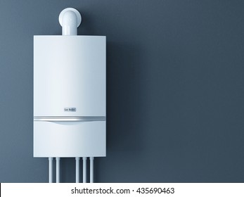 Modern Home Gas Fired Boiler. Heating A House Concept. 3d Rendering
