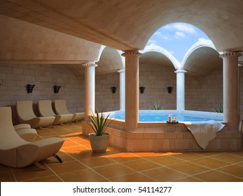 Modern Hotel Spa Interior (3D Rendering)