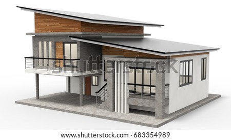 Modern house 3d rendering