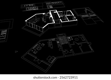 Modern house architectural 3d rendering
