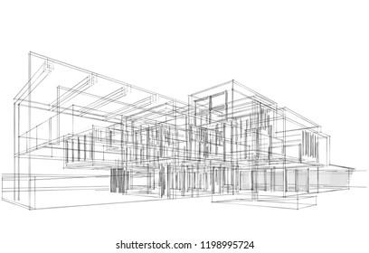 Architectural Drawing 3d Illustration Stock Illustration 1167388576 ...