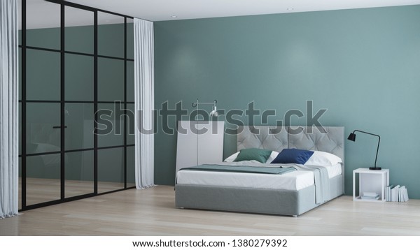 Modern House Interior Interior Bedroom Glass Stock