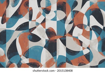 Modern Illustration With Geometric Abstraction. Design For Wallpaper, Wall Decor, Print, Photo Wallpaper, Mural.