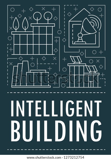 Modern\
intelligent building banner. Outline illustration of modern\
intelligent building banner for web\
design