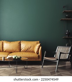 Modern interior background, wall mock up, 3d render