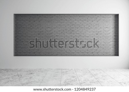 Modern interior design with empty brick wall and concrete floor. Mock up, 3D Rendering 