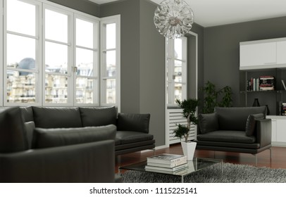 modern interior design living room 3d Illustration - Shutterstock ID 1115225141