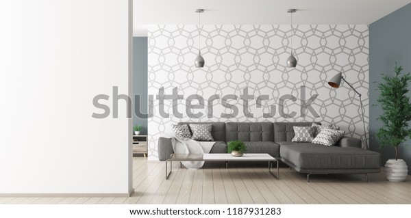 Modern Interior Living Room Black Corner Royalty Free