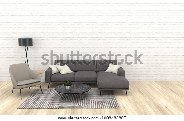 Modern Interior Living Room Dark Grey Stock Illustration 1008688807