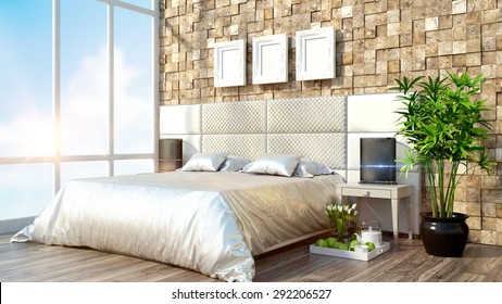 Modern interior  in the Loft style 3D rendering