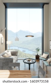 Modern Interior Scene Large Panel Windows Stock Illustration 1603973158 ...