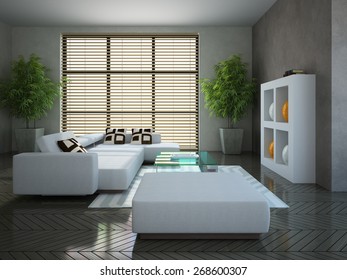 Modern Interior Two Plants 3d Stock Illustration 268600307 | Shutterstock