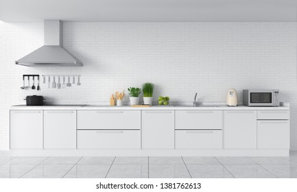 Modern kitchen countertop and electric induction stove for mockup, 3D rendering