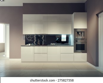 Modern Kitchen Design. 3d Render