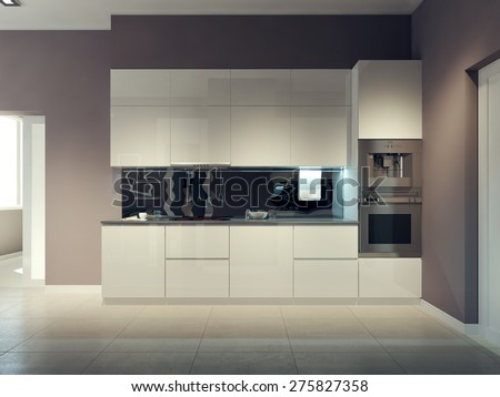 Modern kitchen design. 3d render