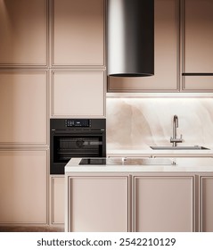 Modern kitchen interior design. 3D Rendering, 3D Illustration	
