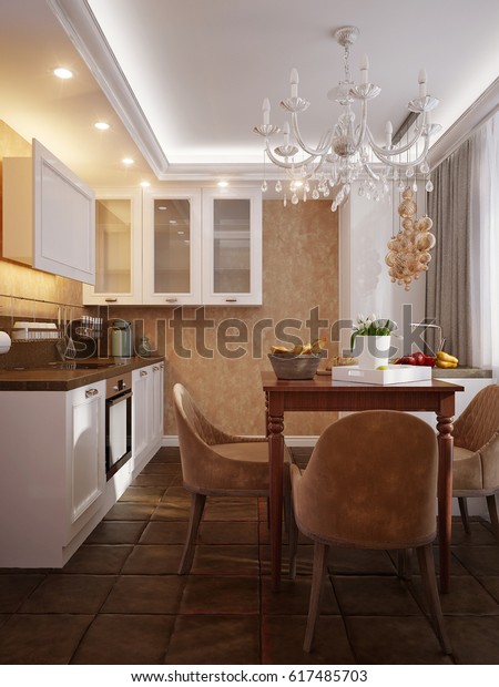 Modern Kitchen Interior Design White Facades Stock