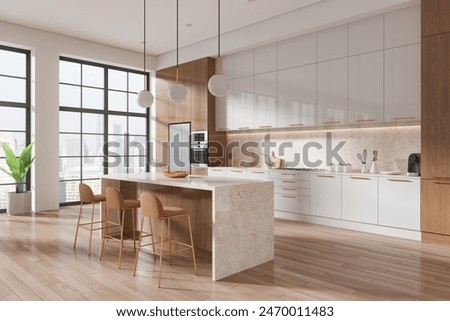 Similar – Image, Stock Photo White modern kitchen plant
