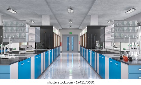 Modern Laboratory Interior. 3d Illustration