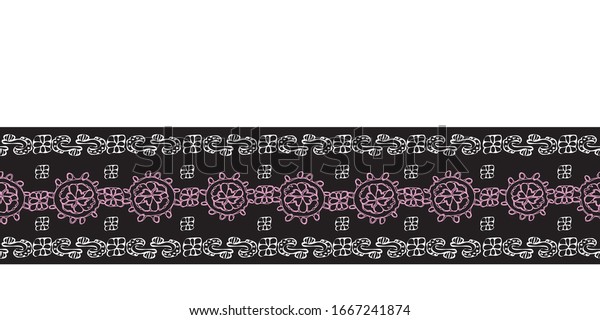 パリスのシームレスなリピートパターン背景にモダンレースの縁取り 愛 現代の花の紐の抽象的な模様の枠は ピンクと黒のイラスト 布地 スクラップブック 壁紙に最適 のイラスト素材