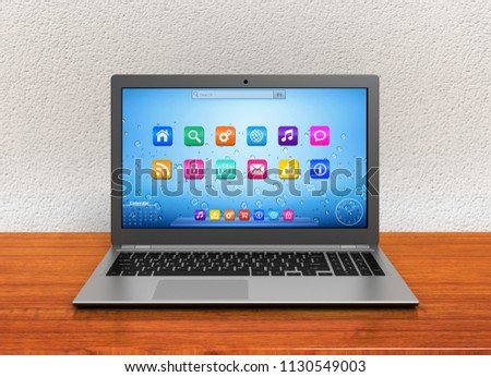 modern laptop computer single 3d illustration isolated