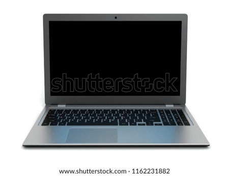 modern laptop computer single 3d illustration isolated