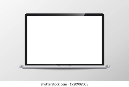 Modern laptop computer vector mockup isolated on white. illustration