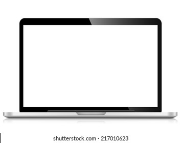 Modern Laptop PC With Blank LCD Screen Isolated On White Background