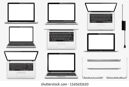 Modern Laptops Isolated On White Background Stock Illustration 