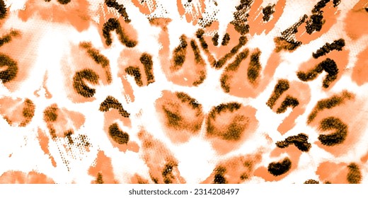 Modern Leopard Pattern. Brown Tiger. Material Design. Bright Watercolour Leopard Pattern. Exotic Animal Pattern. Wildlife Art Illustration. Black Animal Print Fashion.