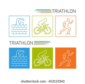 Modern Vector Symbol Triathlon Outline Set Stock Vector (Royalty Free ...