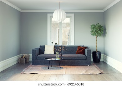 Modern living room interior. 3d rendering design - Shutterstock ID 692146018