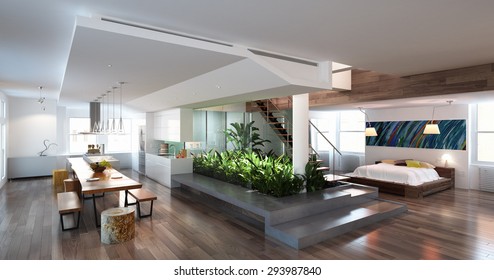 Modern living room interior design.