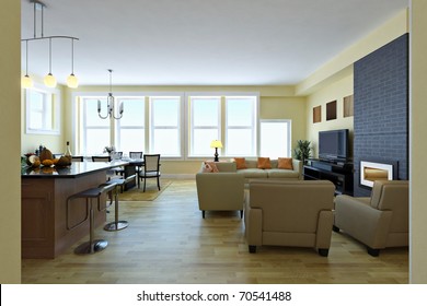 Modern Living Room Interior Design Idea: ภาพประกอบสต็อก 70541488