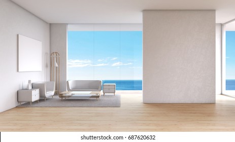 Modern Living Room White Wood Floor Stock Illustration 687780568