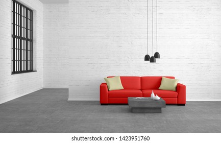 modern living room with sofa - 3D Illustration