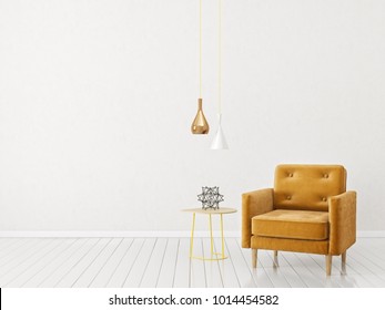 modern living room with sofa. scandinavian interior design furniture. 3d illustration