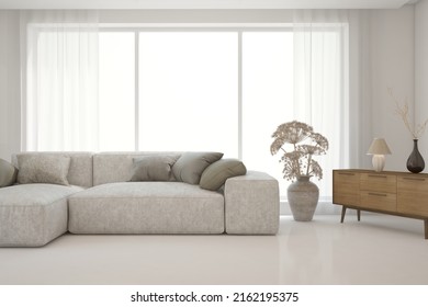 Modern Living Room White Color Sofa Stock Illustration 2162195375 ...