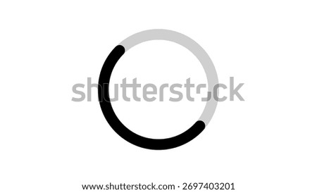 Modern loading spinner with alternating black and gray segments illustrating system processing or app loading status. Loading Circle with Black and Gray Segments .