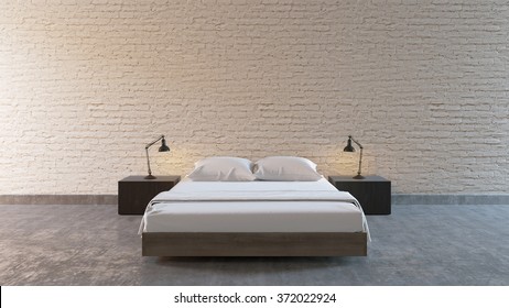 Modern Loft Bedroom , 3d Render